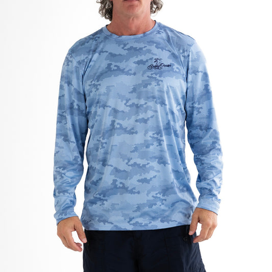 Tidal Camo Performance Sun Shirt - Ocean Blue