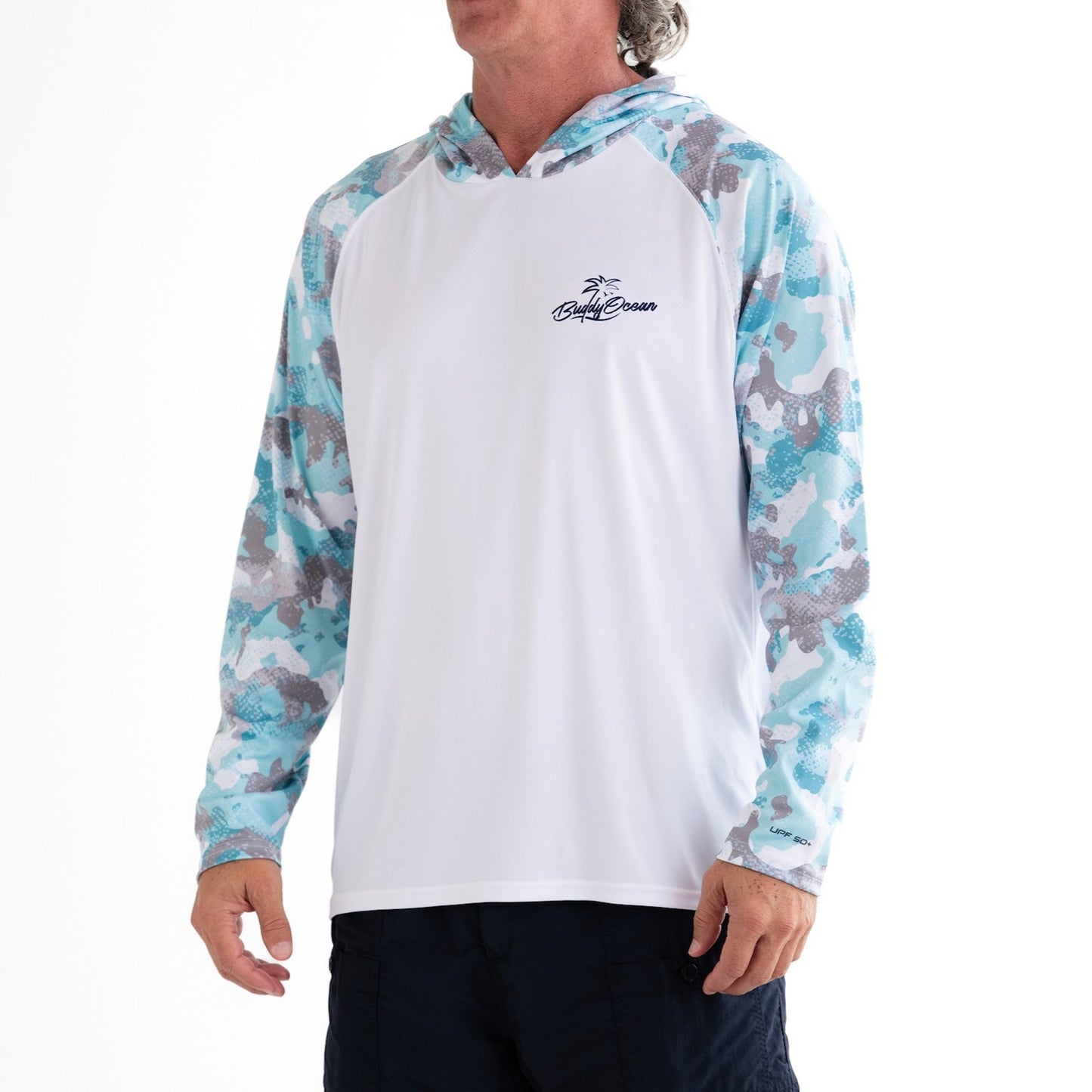 Coastal Drift Sun Hoodie - White/Blue