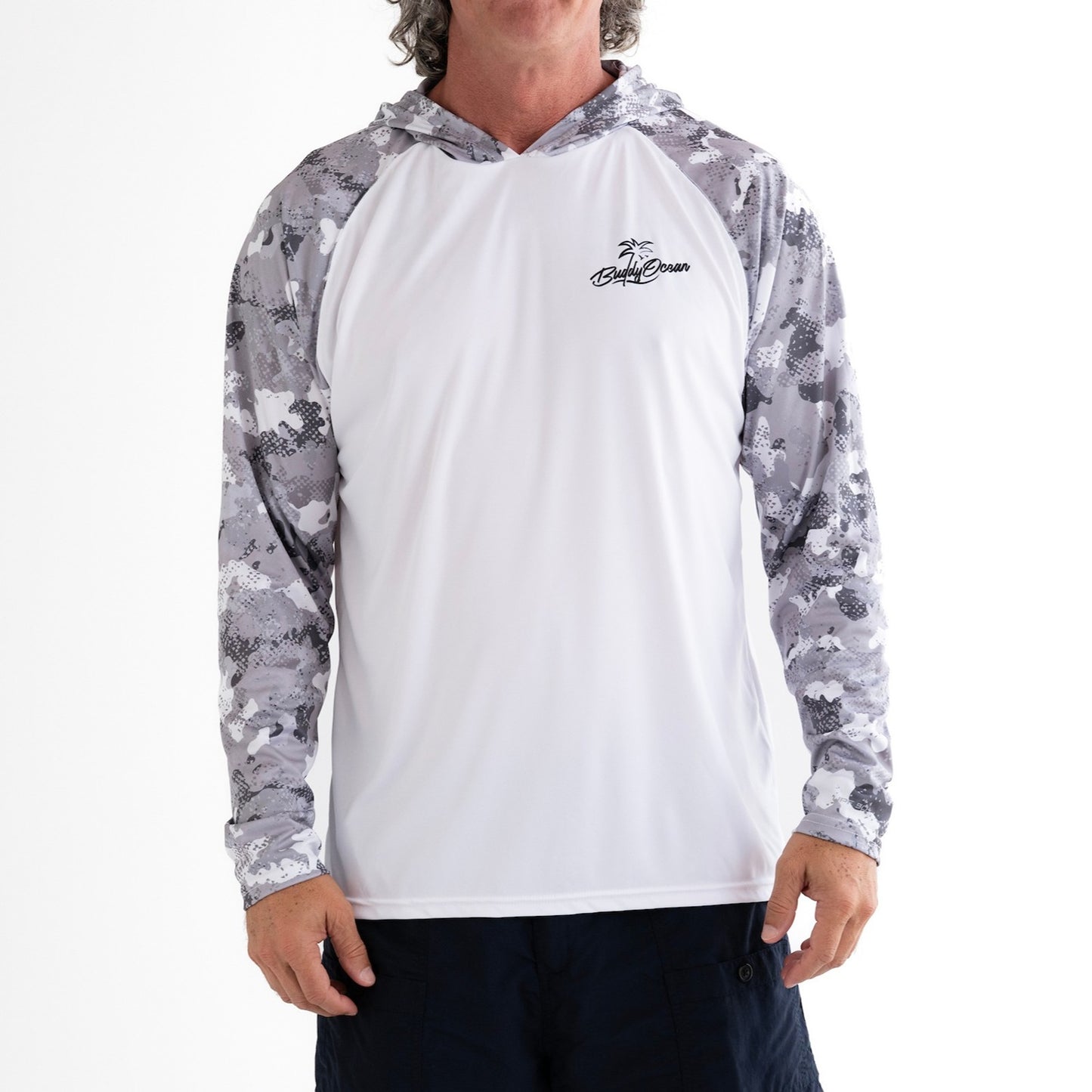 Coastal Drift Sun Hoodie - White/Blue