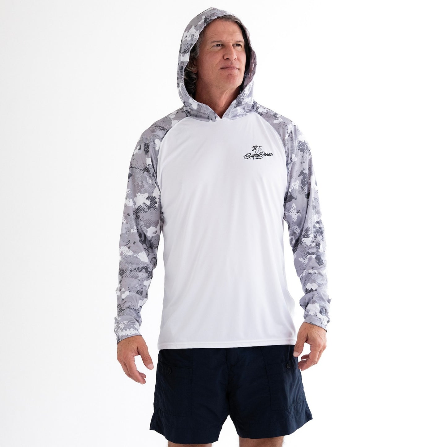 Coastal Drift Sun Hoodie - White/Blue