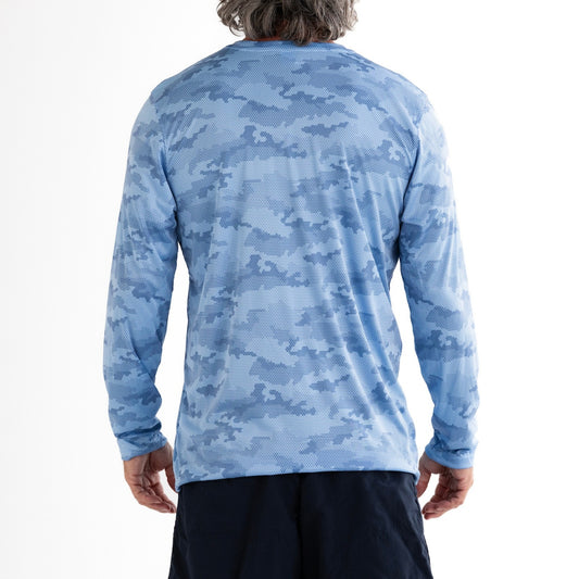 Tidal Camo Performance Sun Shirt - Ocean Blue