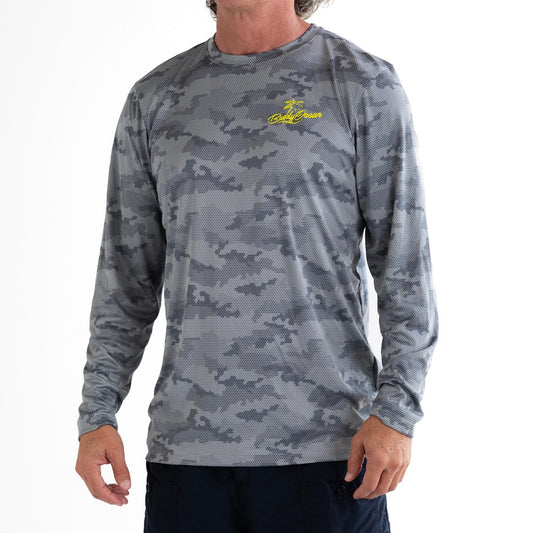 Tidal Camo Performance Sun Shirt - Dark Gray