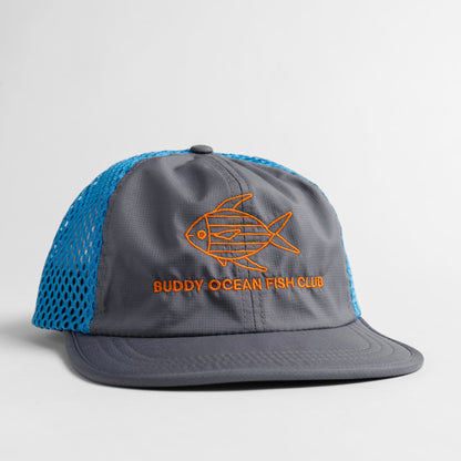 Buddy Ocean Fish Club Unstructured Mesh Velcro Hat - Blue