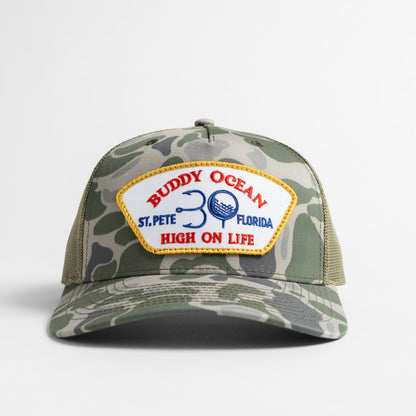High on Life Cap | Gold Trim - Marsh Duck Camo